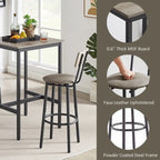 Ensemble table de bar et 2 tabourets de bar Mieres, style industriel, rustique, 3 pièces, pour cuisine, salle à manger