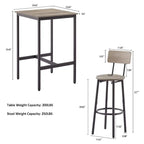 Ensemble table de bar et 2 tabourets de bar Mieres, style industriel, rustique, 3 pièces, pour cuisine, salle à manger
