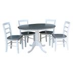 Table ronde à piédestal de 36 po avec rallonge de 12 po et 4 chaises Madrid