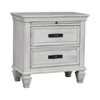 Ensemble de chambre Capistrano blanc antique 4 pièces avec 2 tables de nuit et commode