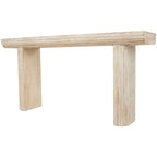Console en bois simpliste avec pieds blocs - Beige - Roche River Decor - 16Lx63Px32H