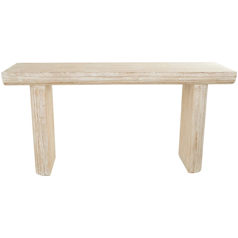 Console en bois simpliste avec pieds blocs - Beige - Roche River Decor - 16Lx63Px32H