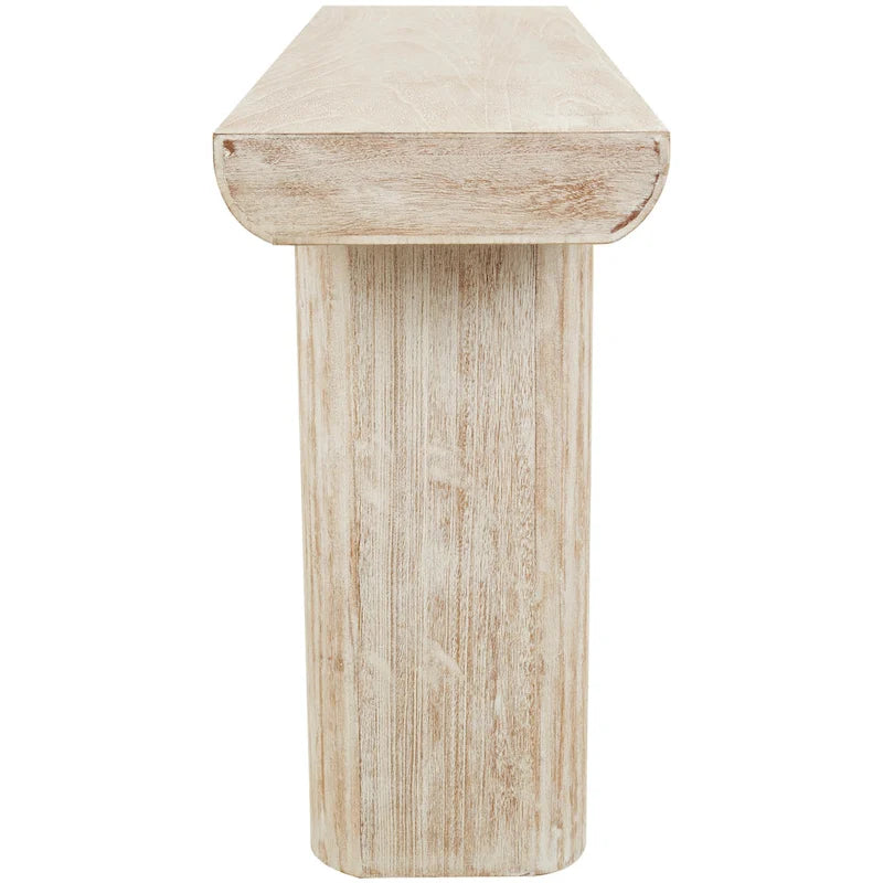 Console en bois simpliste avec pieds blocs - Beige - Roche River Decor - 16Lx63Px32H