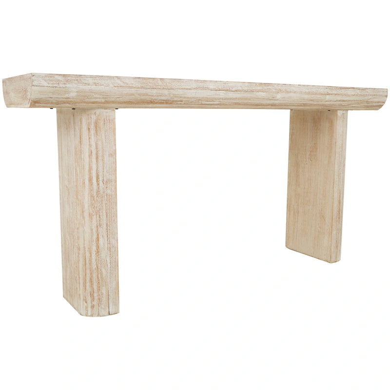 Console en bois simpliste avec pieds blocs - Beige - Roche River Decor - 16Lx63Px32H