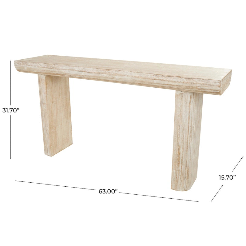 Console en bois simpliste avec pieds blocs - Beige - Roche River Decor - 16Lx63Px32H