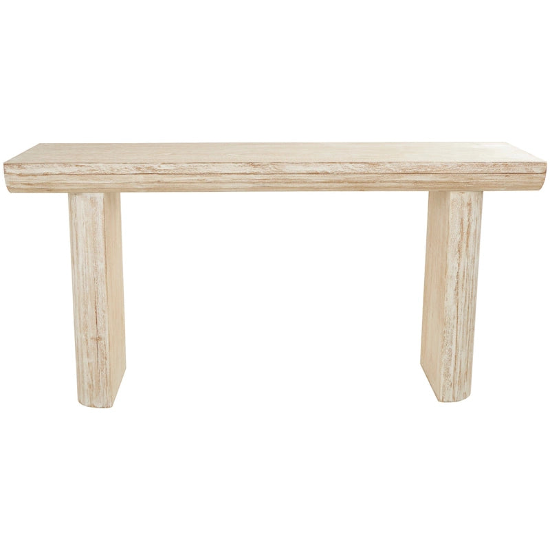 Console en bois simpliste avec pieds blocs - Beige - Roche River Decor - 16Lx63Px32H