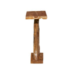 Console en bois de teck à bords irréguliers, tronc d'arbre - Marron - Décor Roche River - 14L x 35P x 32H