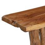 Console en bois de teck à bords irréguliers, tronc d'arbre - Marron - Décor Roche River - 14L x 35P x 32H