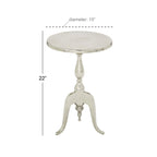 Petite table d'appoint tourbillonnée en aluminium avec plateau martelé et pieds à volutes – Argent – Roche River Decor – 15 larg. x 15 long. x 22 haut.