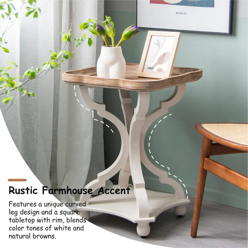 Table d'appoint rustique COZAYH avec plateau de style ferme