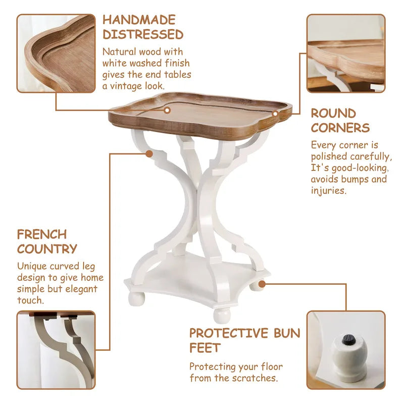 Table d'appoint rustique COZAYH avec plateau de style ferme