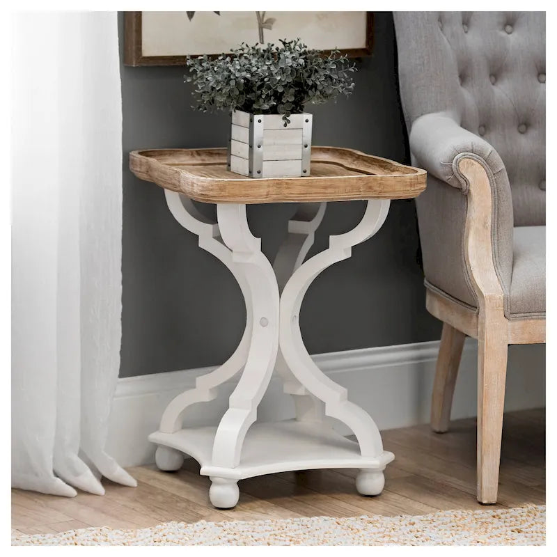 Table d'appoint rustique COZAYH avec plateau de style ferme