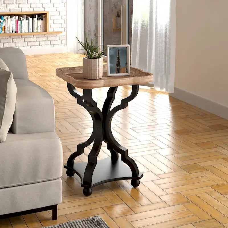 Table d'appoint rustique COZAYH avec plateau de style ferme