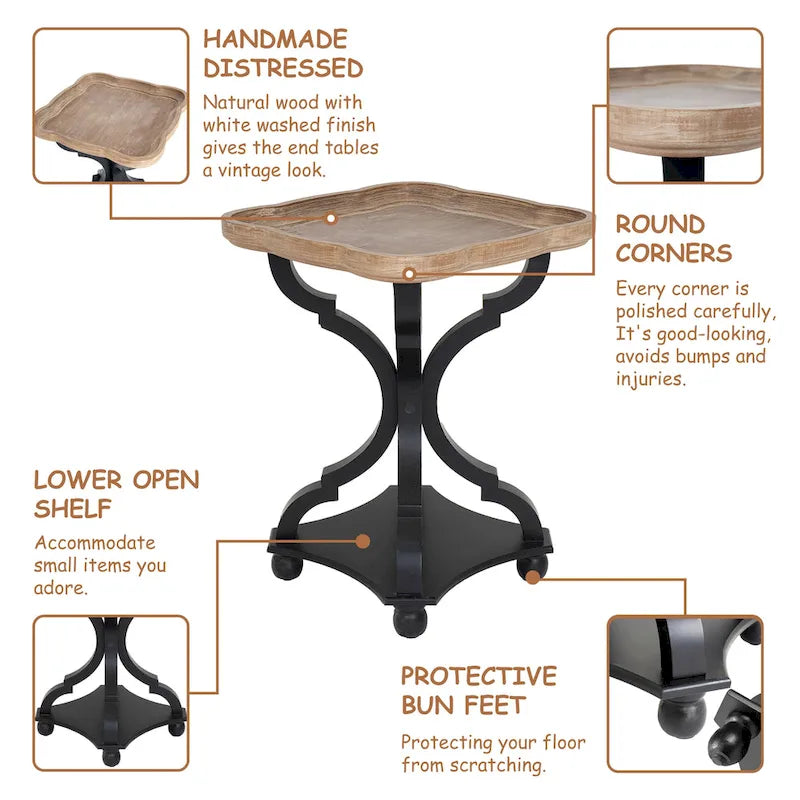 Table d'appoint rustique COZAYH avec plateau de style ferme