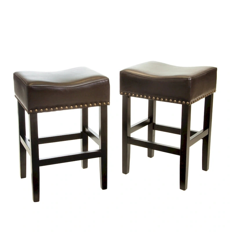 Tabouret de comptoir sans dossier Lisette 26 po brun (ensemble de 2) par Christopher Knight Home - 18,00 P x 15,50 L x 26,00 H