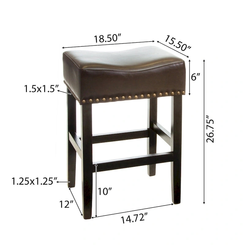 Tabouret de comptoir sans dossier Lisette 26 po brun (ensemble de 2) par Christopher Knight Home - 18,00 P x 15,50 L x 26,00 H