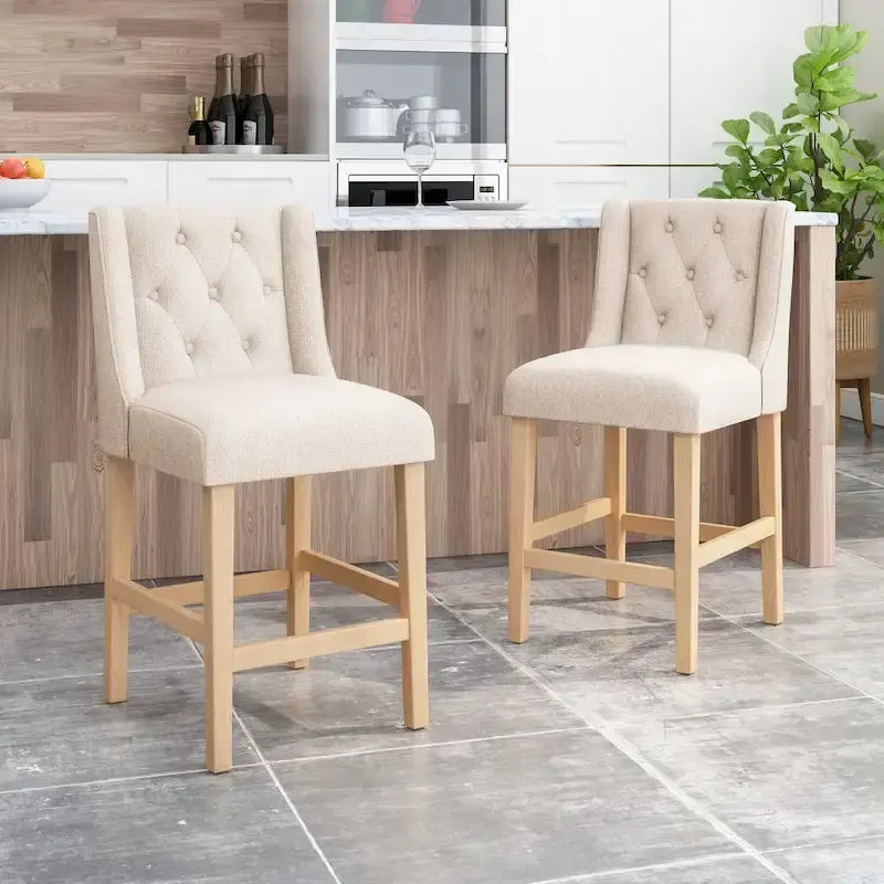 Tabourets de comptoir à dossier haut capitonnés Landria (lot de 2) par Christopher Knight Home