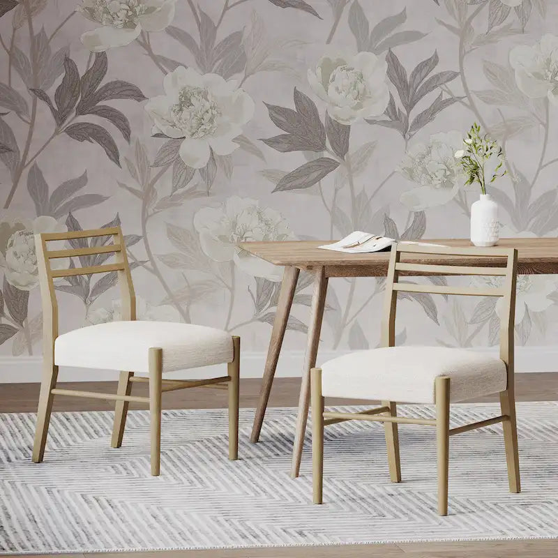Chaises de salle à manger Christopher Knight Home avec revêtement en tissu Fescue et détails en hévéa (lot de 2)