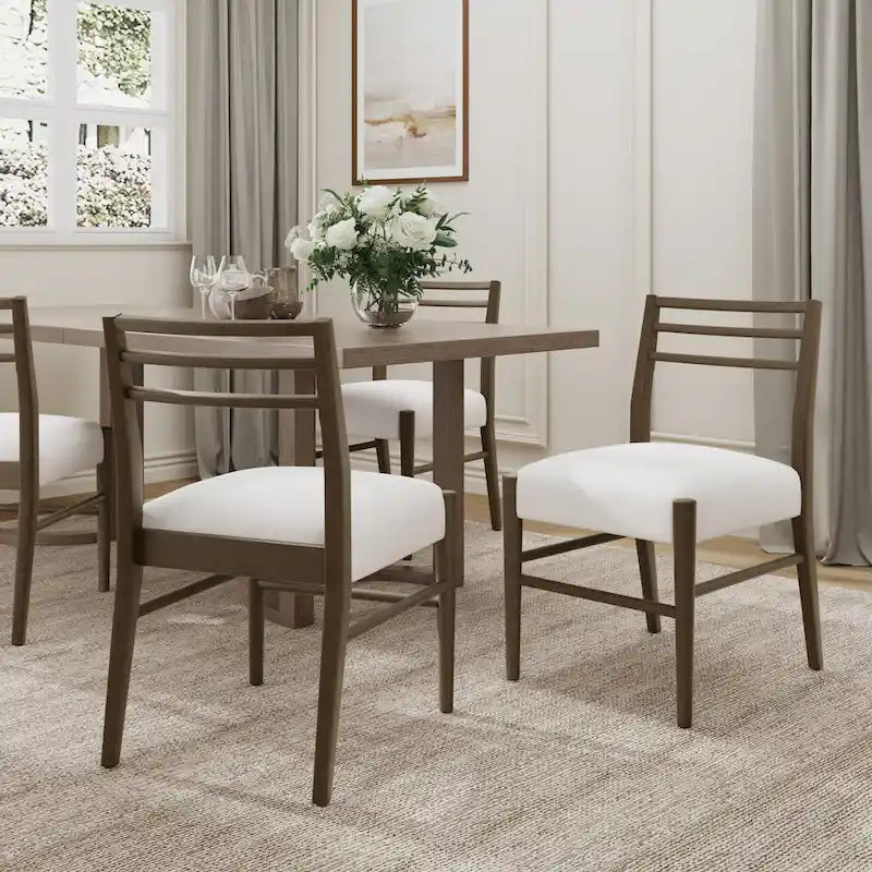 Chaises de salle à manger Christopher Knight Home avec revêtement en tissu Fescue et détails en hévéa (lot de 2)