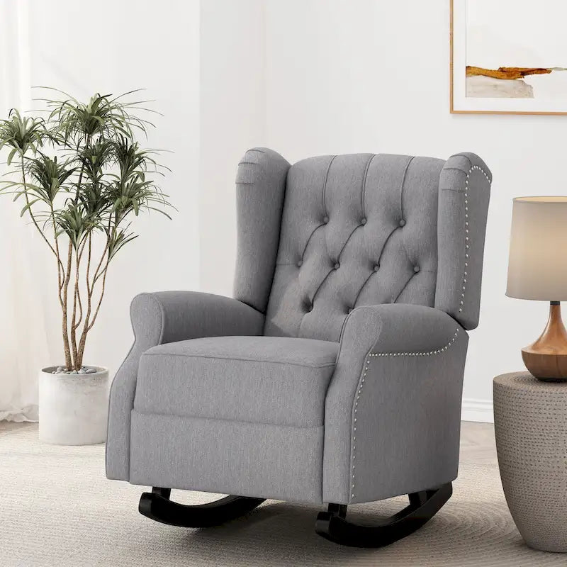 Dobles Fabric Tufted Wingback Rocking Chair by Christopher Knight Home