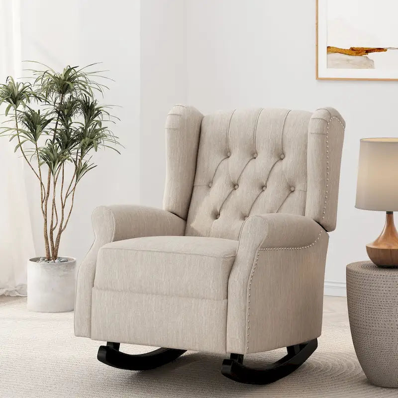 Fauteuil à bascule capitonné avec oreilles en tissu Dobles de Christopher Knight Home