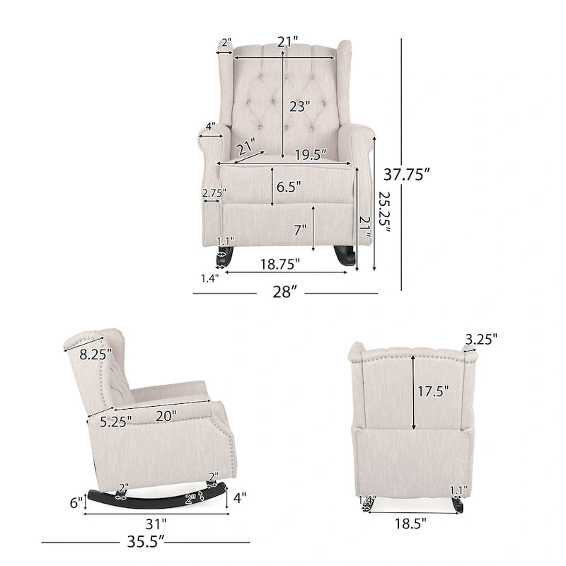 Fauteuil à bascule capitonné avec oreilles en tissu Dobles de Christopher Knight Home