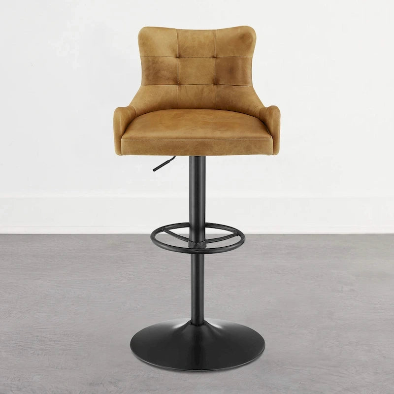 Tabouret de bar Art Leon en cuir véritable et hauteur réglable