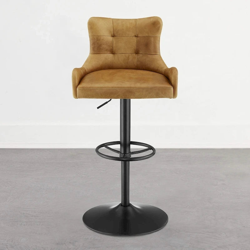 Tabouret de bar Art Leon en cuir véritable et hauteur réglable