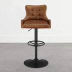 Tabouret de bar Art Leon en cuir véritable et hauteur réglable