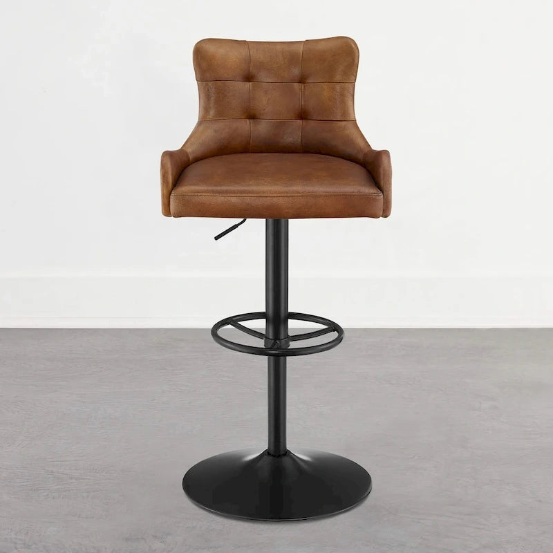 Tabouret de bar Art Leon en cuir véritable et hauteur réglable
