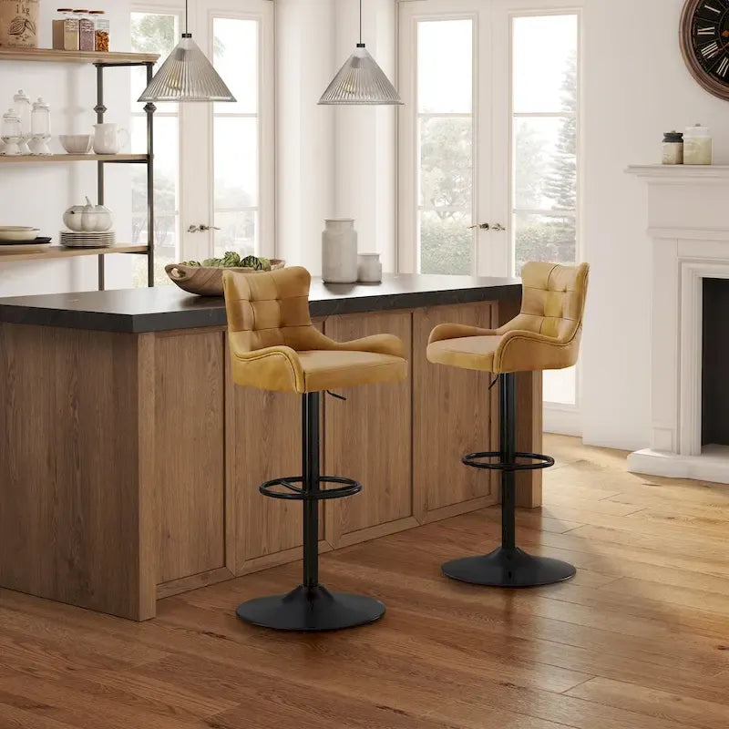 Tabouret de bar Art Leon en cuir véritable et hauteur réglable