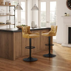 Tabouret de bar Art Leon en cuir véritable et hauteur réglable