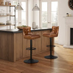 Tabouret de bar Art Leon en cuir véritable et hauteur réglable