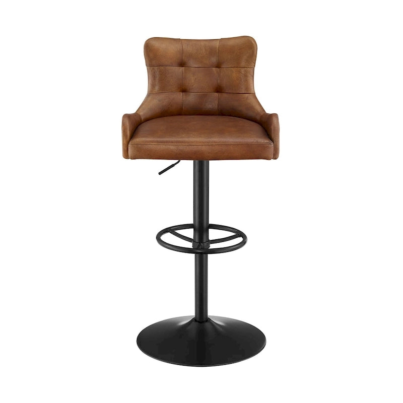 Tabouret de bar Art Leon en cuir véritable et hauteur réglable