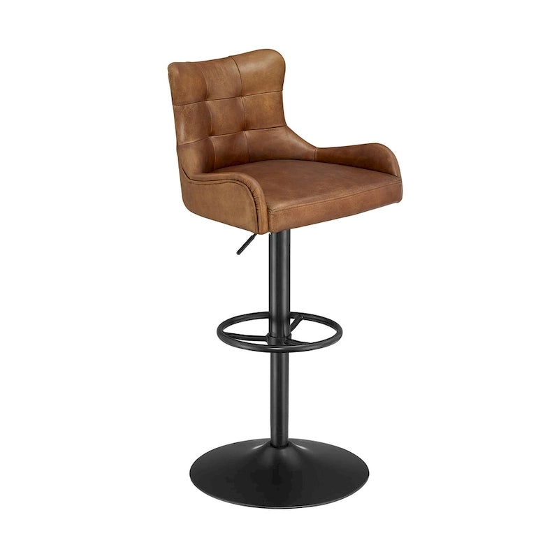 Tabouret de bar Art Leon en cuir véritable et hauteur réglable