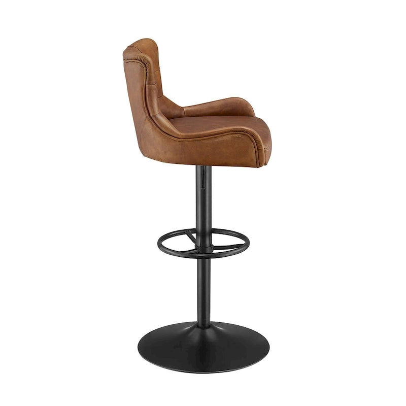 Tabouret de bar Art Leon en cuir véritable et hauteur réglable