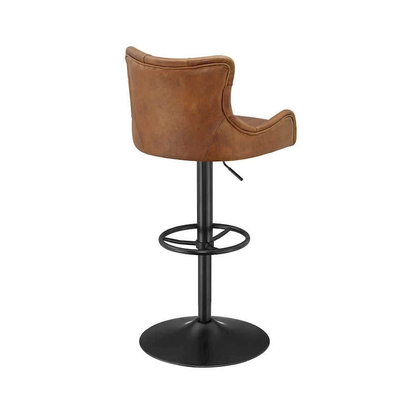 Tabouret de bar Art Leon en cuir véritable et hauteur réglable