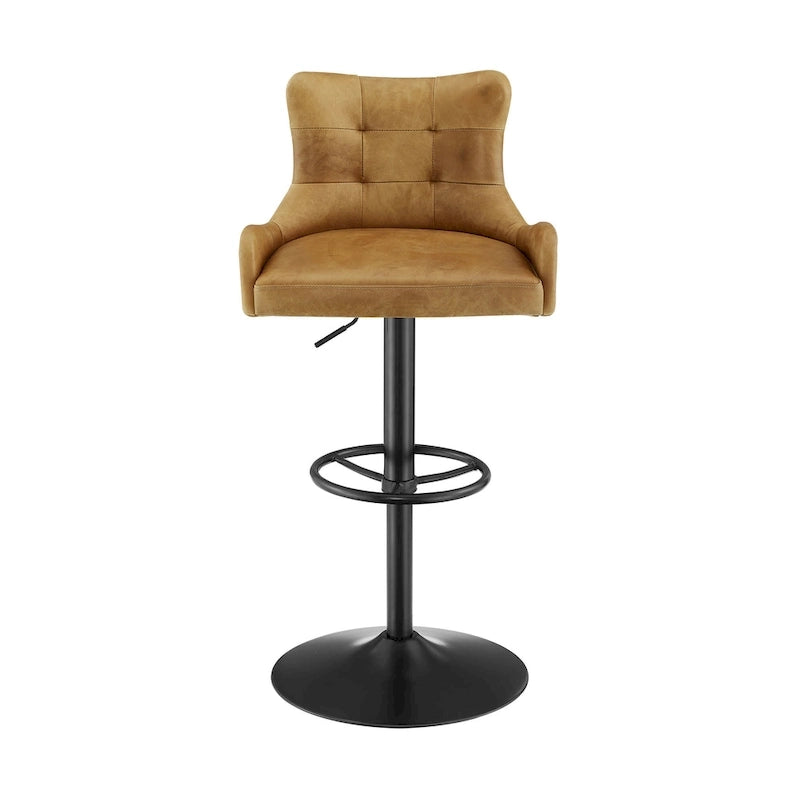 Tabouret de bar Art Leon en cuir véritable et hauteur réglable