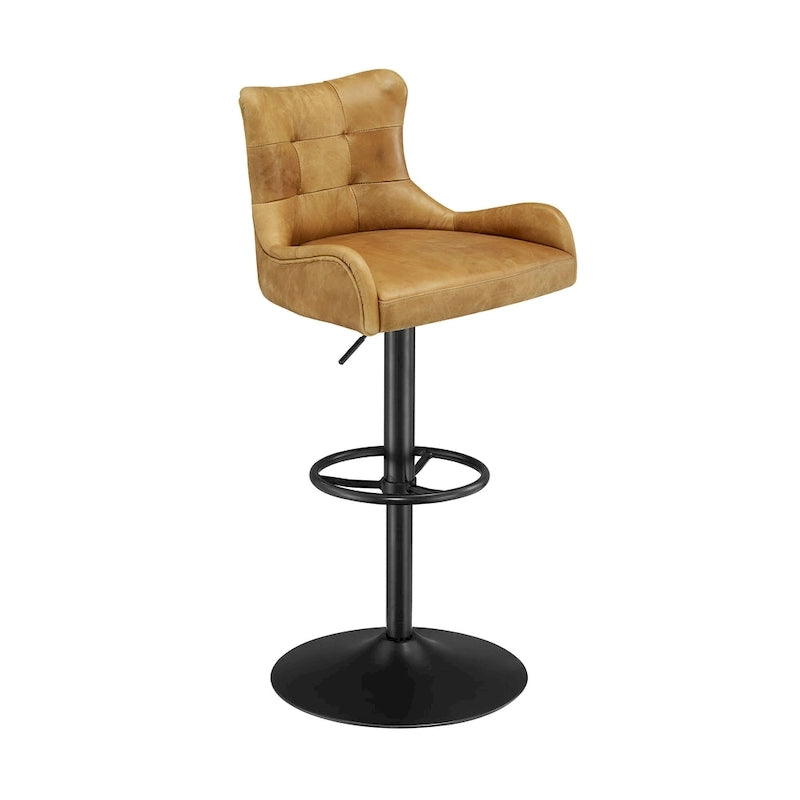Tabouret de bar Art Leon en cuir véritable et hauteur réglable