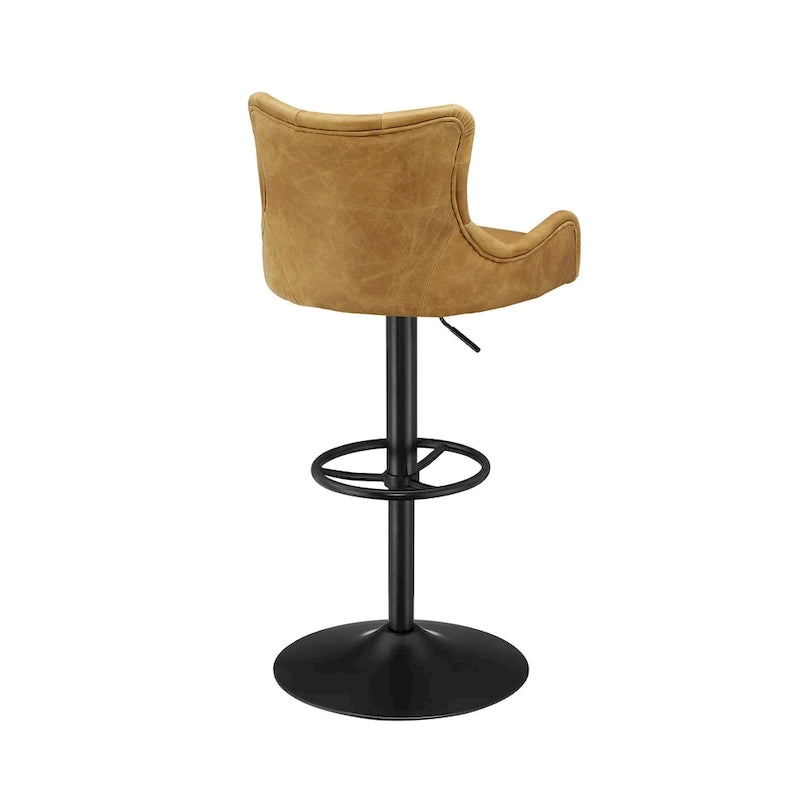 Tabouret de bar Art Leon en cuir véritable et hauteur réglable
