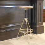 Tabouret de bar réglable en bois patiné et doré – Unité
