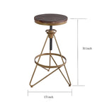 Tabouret de bar réglable en bois patiné et doré – Unité