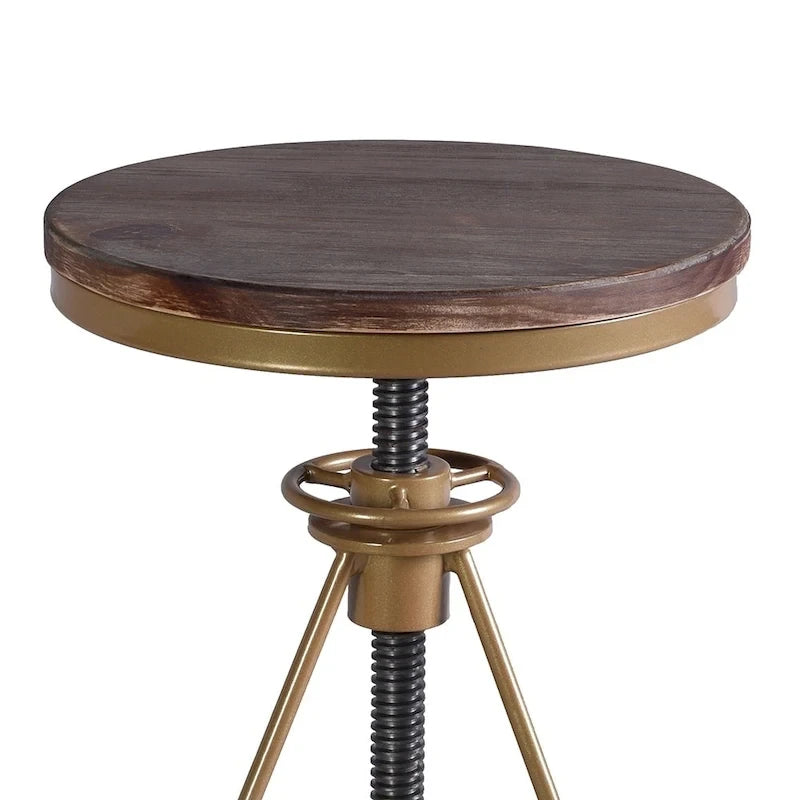 Tabouret de bar réglable en bois patiné et doré – Unité