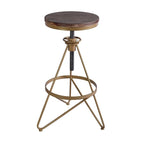 Tabouret de bar réglable en bois patiné et doré – Unité