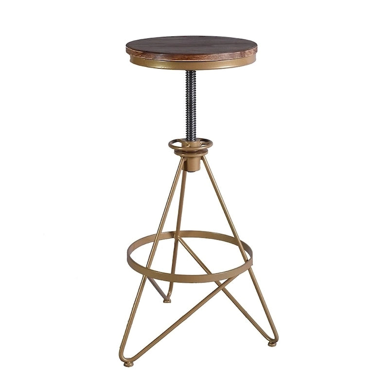 Tabouret de bar réglable en bois patiné et doré – Unité