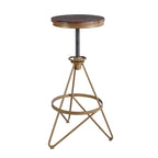 Tabouret de bar réglable en bois patiné et doré – Unité