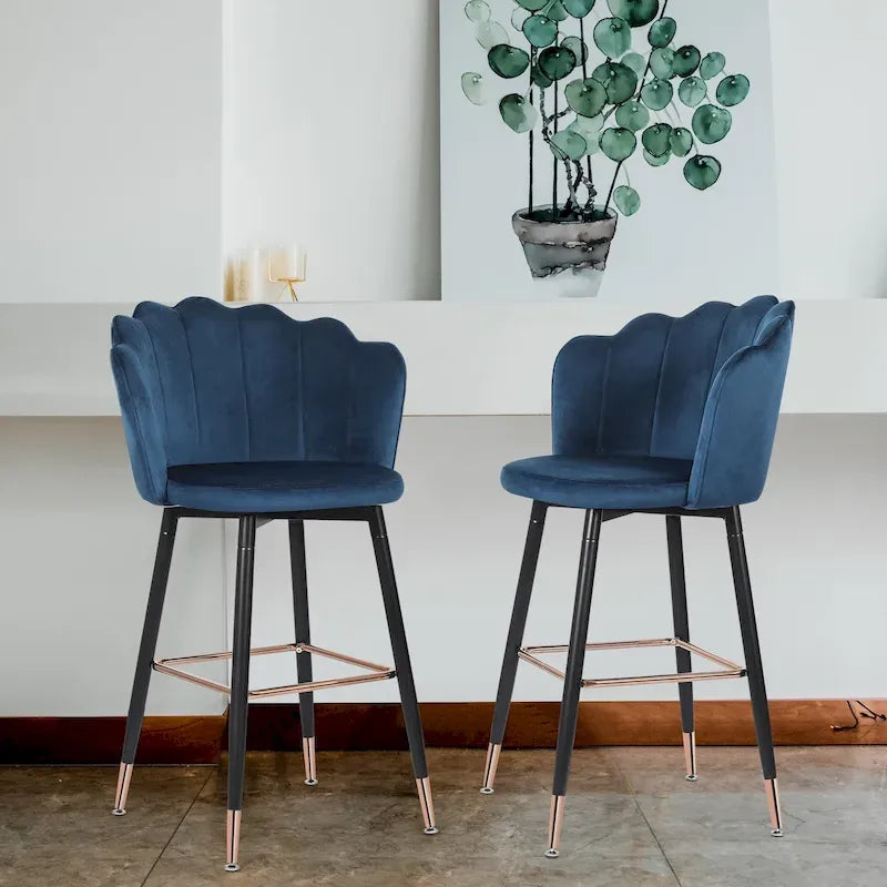 Adeco 42 tabourets de bar en velours, lot de 2
