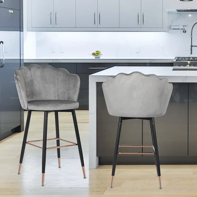 Adeco 42 tabourets de bar en velours, lot de 2