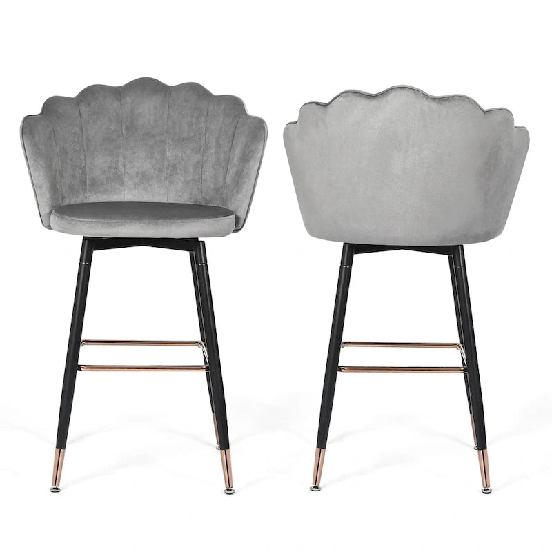 Adeco 42 tabourets de bar en velours, lot de 2