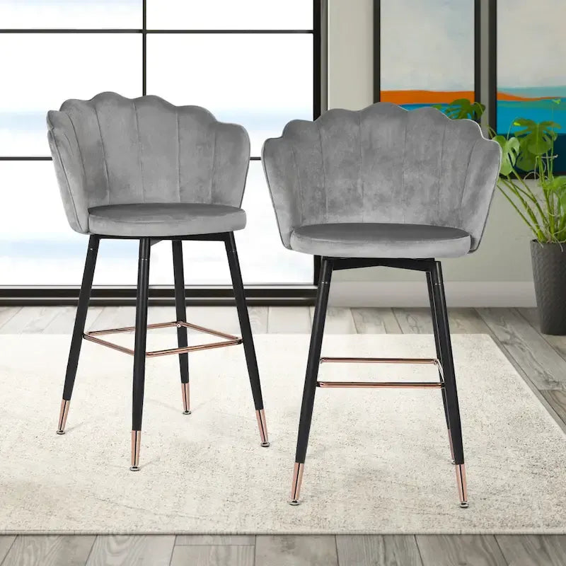 Adeco 42 tabourets de bar en velours, lot de 2